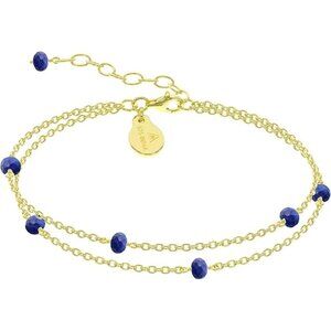 Sapphire Gold Handmade Double Chain Bead Bracelet